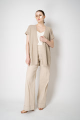 Amina Rubinacci Cotton Knit Short Sleeve Sequined Cardigan in Sand Vancouver. Shop Online or in Store.