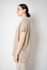 Amina Rubinacci Cotton Knit Short Sleeve Sequined Cardigan in Sand Vancouver. Shop Online or in Store.