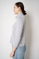 Amina Rubinacci High Neck Knit Zip Pullover in Light Grey Vancouver. Shop Online or in Store.
