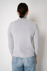 Amina Rubinacci High Neck Knit Zip Pullover in Light Grey Vancouver. Shop Online or in Store.