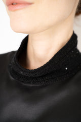 Amina Rubinacci Knit Cowl Neck Sleeveless Silk Top in Black Vancouver. Shop Online or in Store.