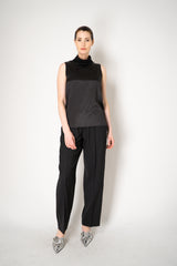 Amina Rubinacci Knit Cowl Neck Sleeveless Silk Top in Black Vancouver. Shop Online or in Store.