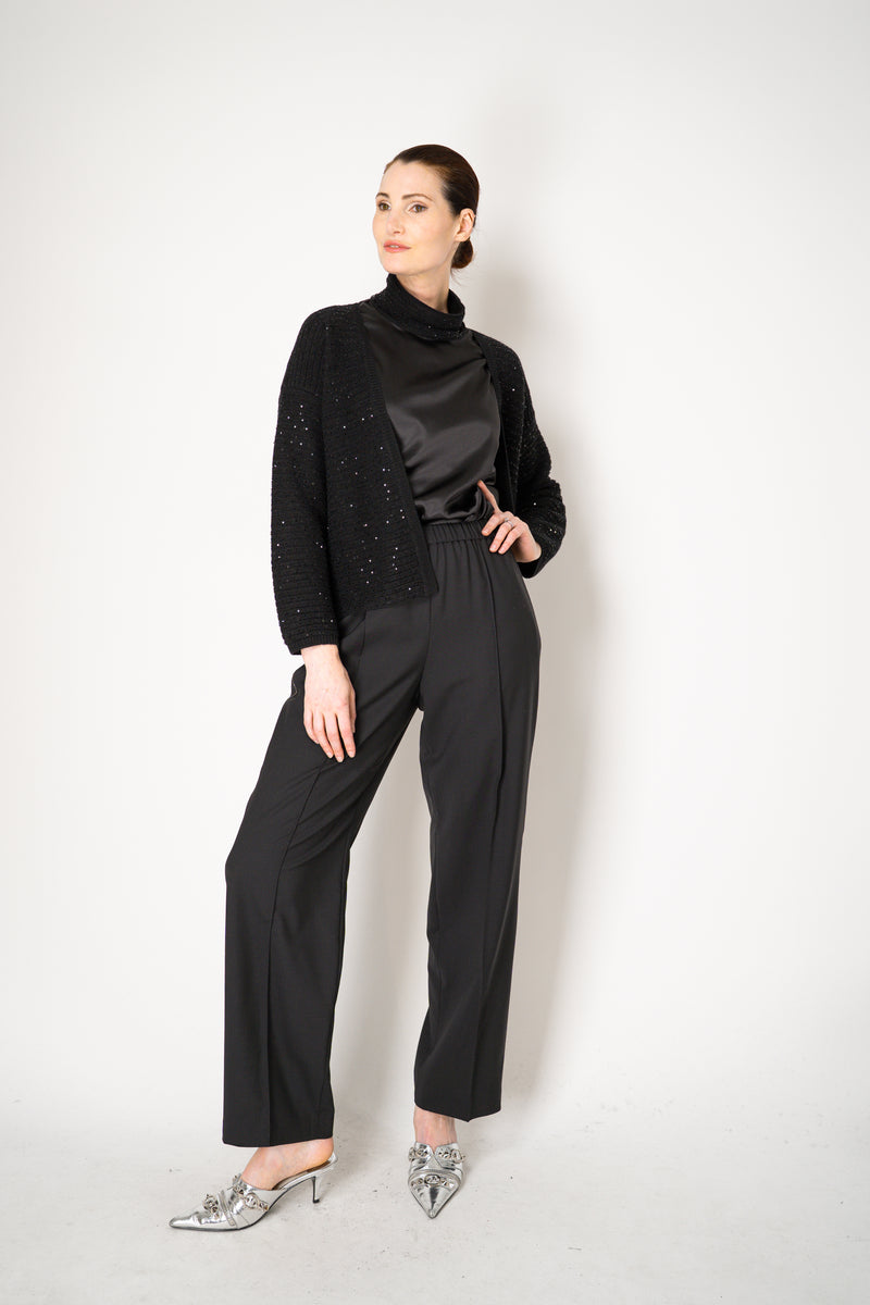 Amina Rubinacci Knit Cowl Neck Sleeveless Silk Top in Black Vancouver. Shop Online or in Store.