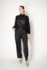 Amina Rubinacci Knit Cowl Neck Sleeveless Silk Top in Black Vancouver. Shop Online or in Store.