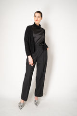 Amina Rubinacci Knit Cowl Neck Sleeveless Silk Top in Black Vancouver. Shop Online or in Store.