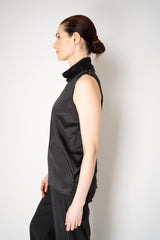 Amina Rubinacci Knit Cowl Neck Sleeveless Silk Top in Black Vancouver. Shop Online or in Store.