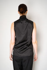 Amina Rubinacci Knit Cowl Neck Sleeveless Silk Top in Black Vancouver. Shop Online or in Store.
