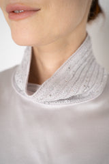 Amina Rubinacci Knit Cowl Neck Sleeveless Silk Top in Pearl Vancouver. Shop Online or in Store.