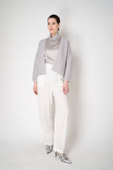 Amina Rubinacci Knit Cowl Neck Sleeveless Silk Top in Pearl Vancouver. Shop Online or in Store.
