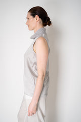 Amina Rubinacci Knit Cowl Neck Sleeveless Silk Top in Pearl Vancouver. Shop Online or in Store.
