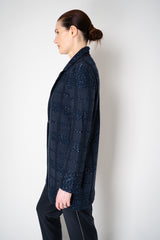 Amina Rubinacci Knit Tweed Sequin Embellished Blazer Jacket in Navy Vancouver. Shop Online or in Store.
