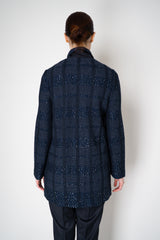 Amina Rubinacci Knit Tweed Sequin Embellished Blazer Jacket in Navy Vancouver. Shop Online or in Store.