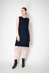 Amina Rubinacci Knit Tweed Sequin Embellished Sleeveless Dress in Navy Vancouver. Shop Online or in Store.
