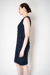 Amina Rubinacci Knit Tweed Sequin Embellished Sleeveless Dress in Navy Vancouver. Shop Online or in Store.