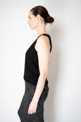 Amina Rubinacci Knit Tweed Sequin Embellished Sleeveless Top in Black Vancouver. Shop Online or in Store.