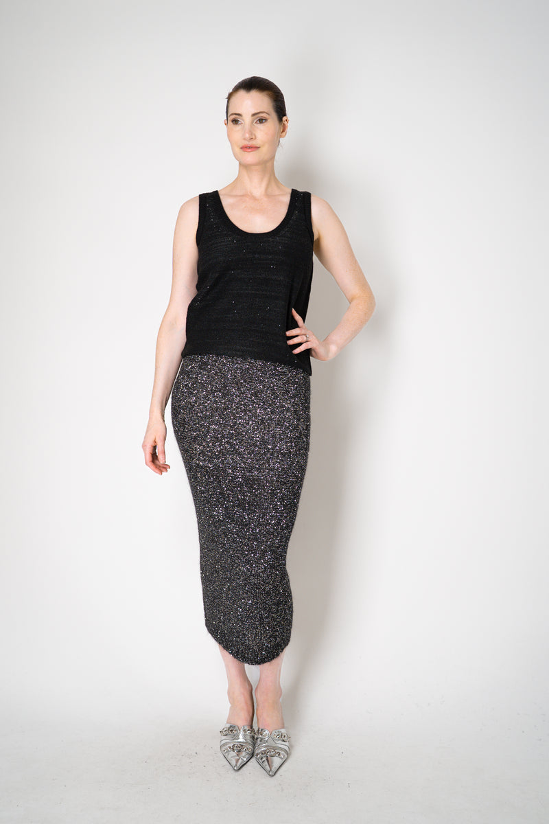 Amina Rubinacci Knit Tweed Sequin Embellished Sleeveless Top in Black Vancouver. Shop Online or in Store.