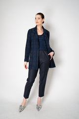 Amina Rubinacci Knit Tweed Sequin Embellished Sleeveless Top in Navy Vancouver. Shop Online or in Store.