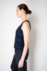 Amina Rubinacci Knit Tweed Sequin Embellished Sleeveless Top in Navy Vancouver. Shop Online or in Store.