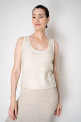 Amina Rubinacci Knit Tweed Sequin Embellished Sleeveless Top in Off-White Vancouver. Shop Online or in Store.