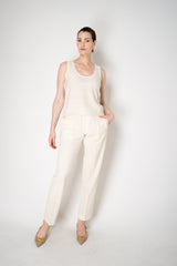 Amina Rubinacci Knit Tweed Sequin Embellished Sleeveless Top in Off-White Vancouver. Shop Online or in Store.