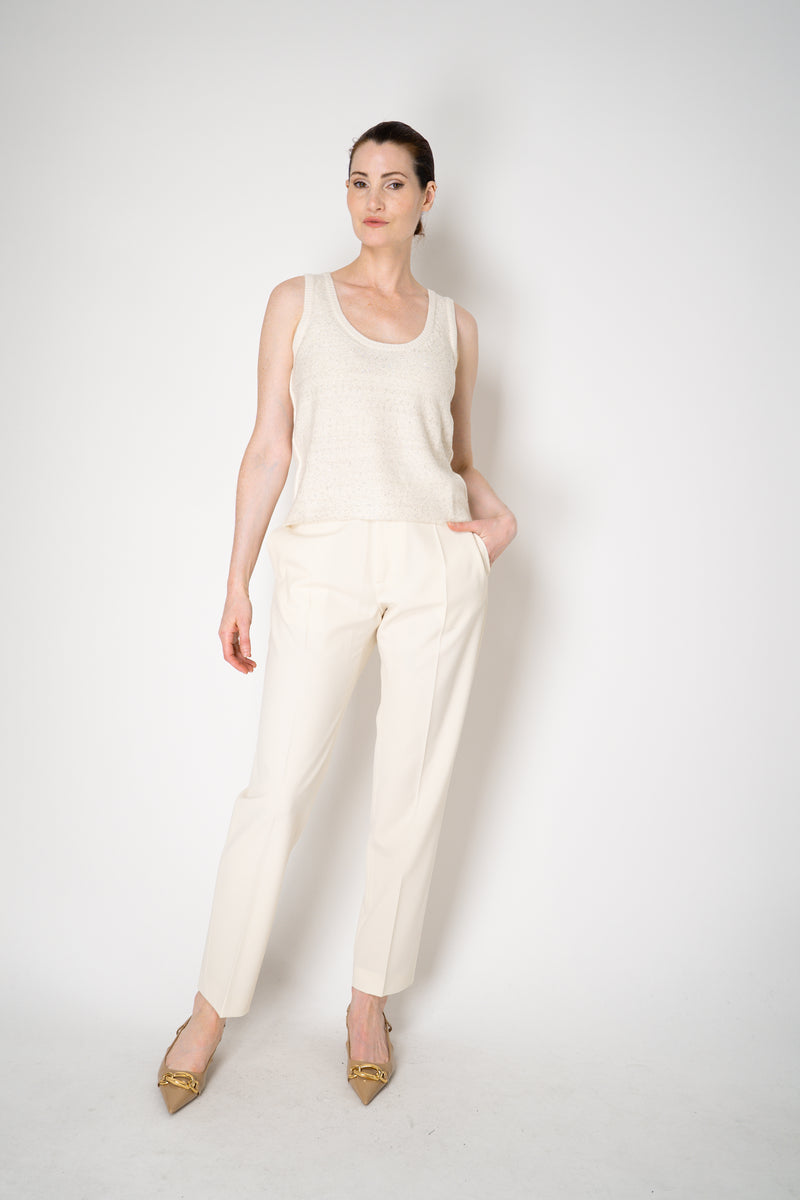 Amina Rubinacci Knit Tweed Sequin Embellished Sleeveless Top in Off-White Vancouver. Shop Online or in Store.