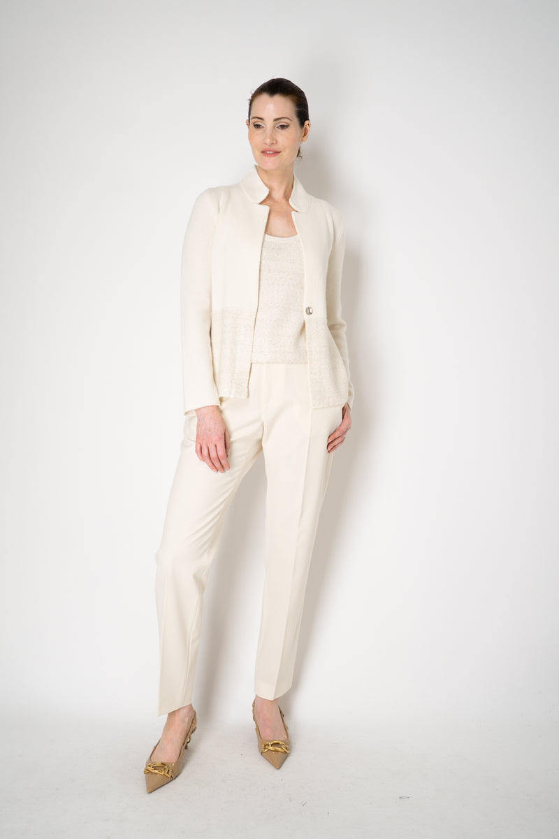 Amina Rubinacci Knit Tweed Sequin Embellished Sleeveless Top in Off-White Vancouver. Shop Online or in Store.