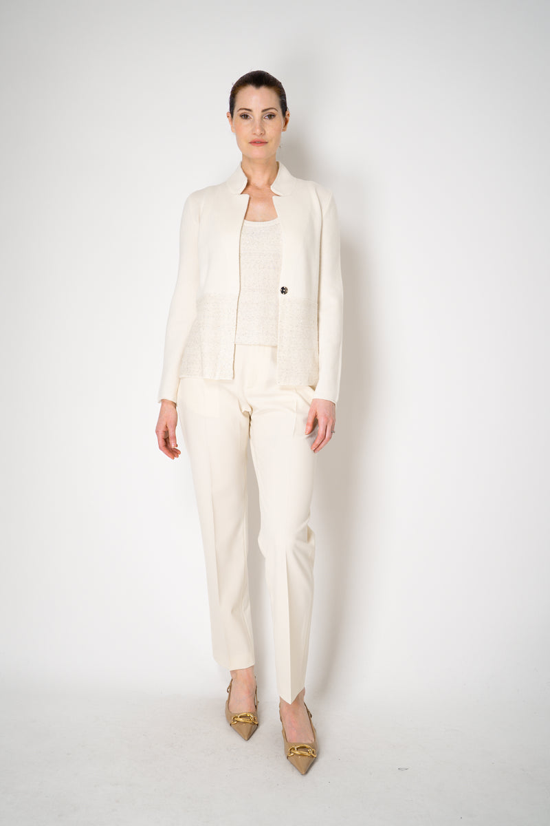 Amina Rubinacci Knit Tweed Sequin Embellished Sleeveless Top in Off-White Vancouver. Shop Online or in Store.