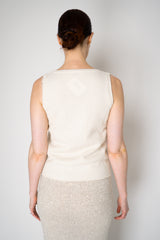 Amina Rubinacci Knit Tweed Sequin Embellished Sleeveless Top in Off-White Vancouver. Shop Online or in Store.