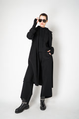 Amina Rubinacci Long Knit Open Front Cardigan in Black Vancouver. Shop Online or in Store.