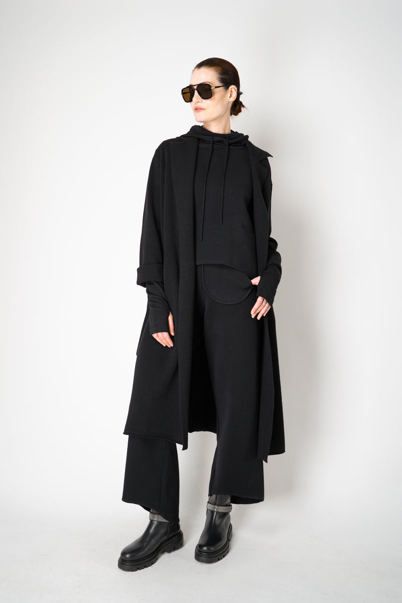 Amina Rubinacci Long Knit Open Front Cardigan in Black Vancouver. Shop Online or in Store.