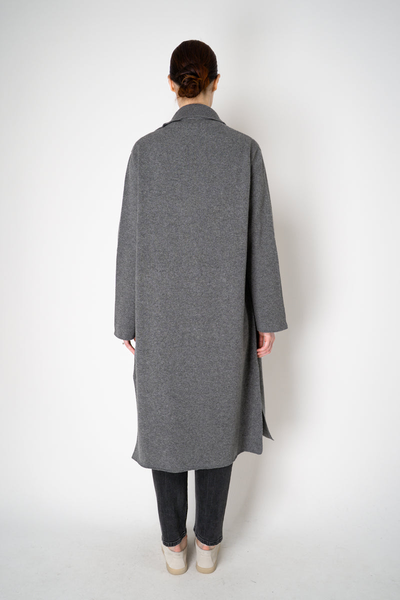 Amina Rubinacci Long Knit Open Front Cardigan in Grey Vancouver. Shop Online or in Store.