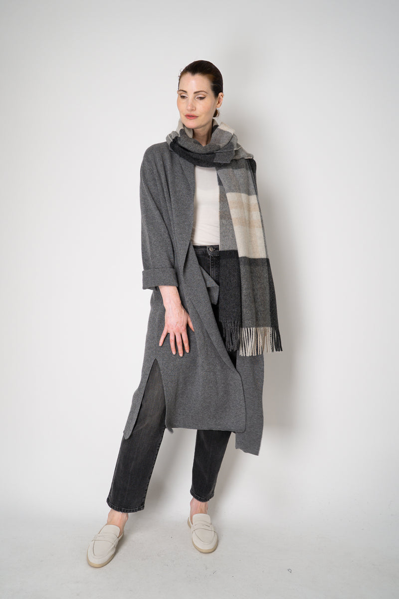 Amina Rubinacci Long Knit Open Front Cardigan in Grey Vancouver. Shop Online or in Store.