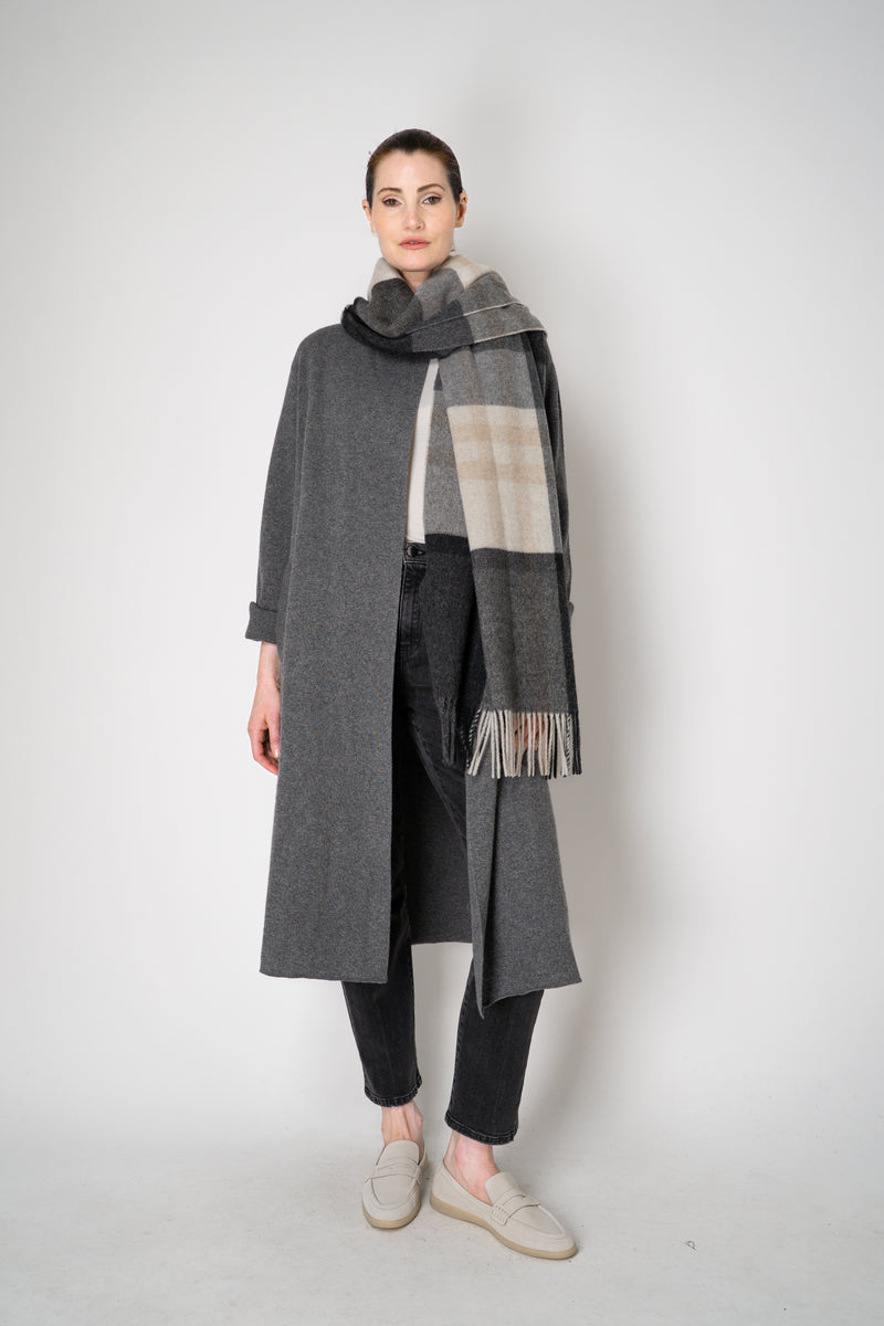 Amina Rubinacci Long Knit Open Front Cardigan in Grey Vancouver. Shop Online or in Store.