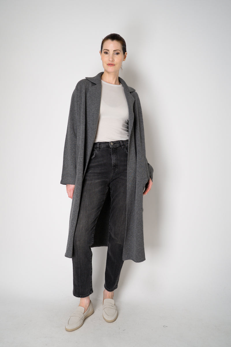 Amina Rubinacci Long Knit Open Front Cardigan in Grey Vancouver. Shop Online or in Store.