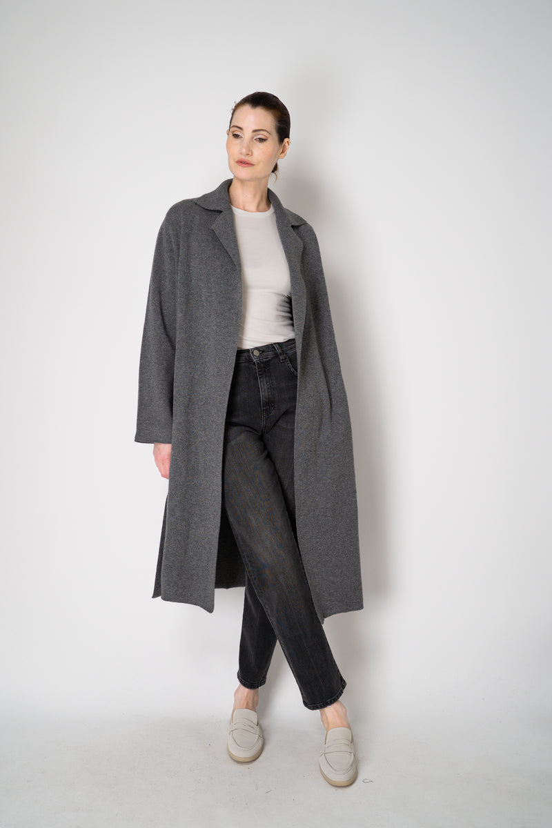 Amina Rubinacci Long Knit Open Front Cardigan in Grey Vancouver. Shop Online or in Store.