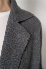 Amina Rubinacci Long Knit Open Front Cardigan in Grey Vancouver. Shop Online or in Store.