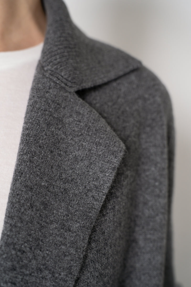 Amina Rubinacci Long Knit Open Front Cardigan in Grey Vancouver. Shop Online or in Store.