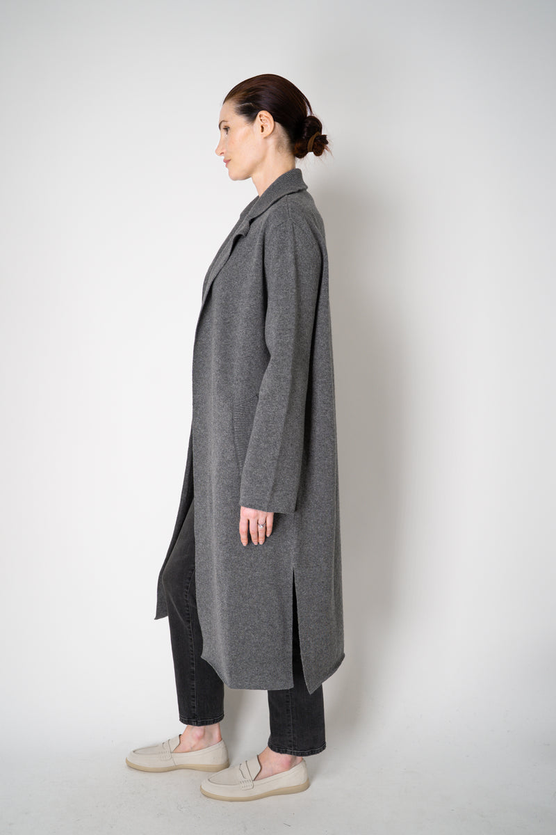 Amina Rubinacci Long Knit Open Front Cardigan in Grey Vancouver. Shop Online or in Store.