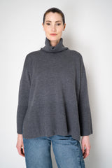 Amina Rubinacci Relaxed Fit Knit Wool Turtleneck in Grey Vancouver. Shop Online or in Store.