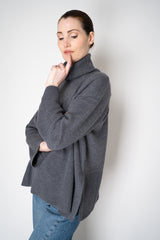 Amina Rubinacci Relaxed Fit Knit Wool Turtleneck in Grey Vancouver. Shop Online or in Store.
