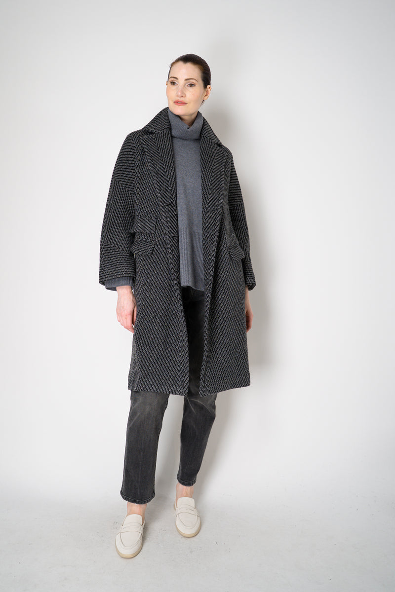 Amina Rubinacci Relaxed Fit Knit Wool Turtleneck in Grey Vancouver. Shop Online or in Store.