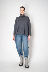 Amina Rubinacci Relaxed Fit Knit Wool Turtleneck in Grey Vancouver. Shop Online or in Store.
