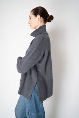Amina Rubinacci Relaxed Fit Knit Wool Turtleneck in Grey Vancouver. Shop Online or in Store.