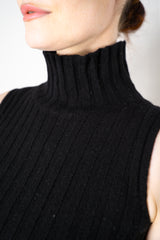 Amina Rubinacci Sequin Knit Turtleneck with Hip Cut-Out in Black Vancouver. Shop Online or in Store.