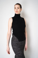 Amina Rubinacci Sequin Knit Turtleneck with Hip Cut-Out in Black Vancouver. Shop Online or in Store.