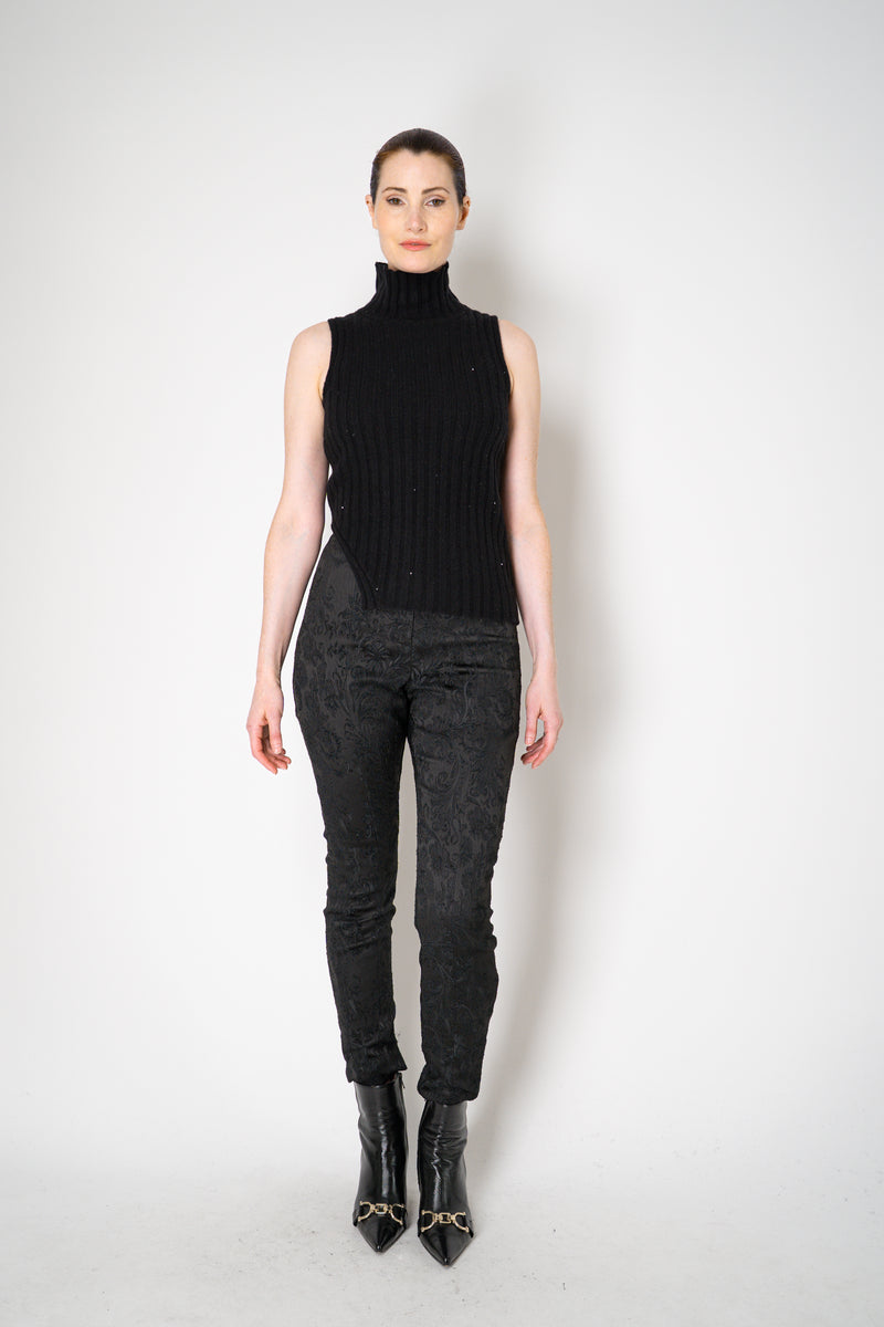 Amina Rubinacci Sequin Knit Turtleneck with Hip Cut-Out in Black Vancouver. Shop Online or in Store.