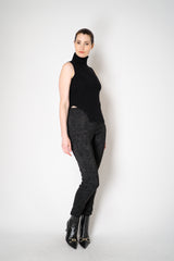 Amina Rubinacci Sequin Knit Turtleneck with Hip Cut-Out in Black Vancouver. Shop Online or in Store.