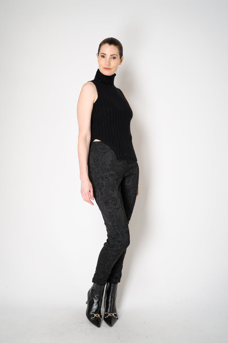 Amina Rubinacci Sequin Knit Turtleneck with Hip Cut-Out in Black Vancouver. Shop Online or in Store.