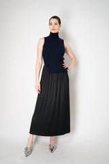 Amina Rubinacci Sequin Knit Turtleneck with Hip Cut-Out in Navy Vancouver. Shop Online or in Store.