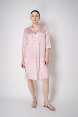 Amina Rubinacci Silk Shirt Dress in Pink and White Stripes Vancouver. Shop Online or in Store.